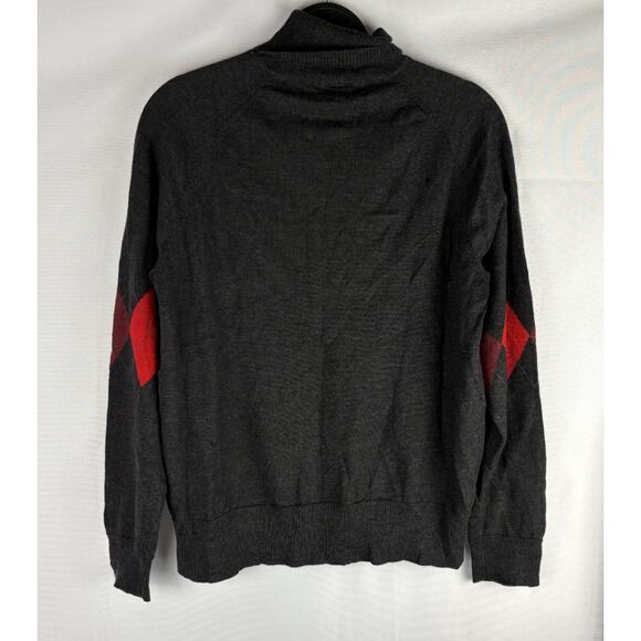 Pendleton Merino Wool Sweater Size XL Red Gray Argyle Turtleneck Preppy Academia - Picture 2 of 5